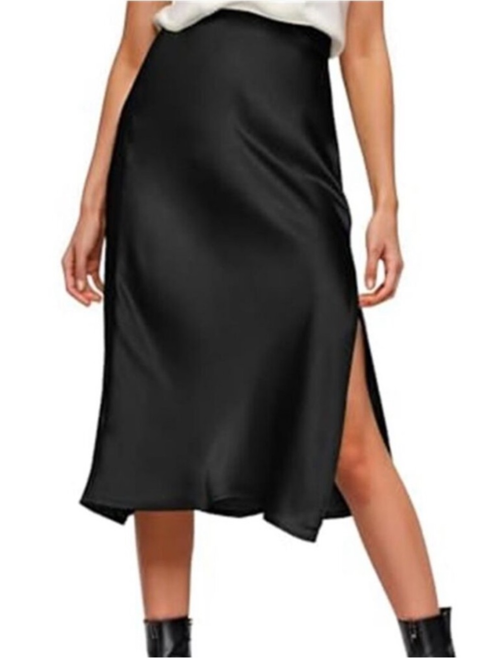 Red Dress Boutique Black Satin Midi Skirt